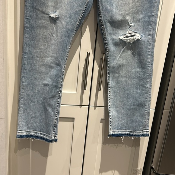 Gap High Waist Cigarette Distressed Slim Jeans Ankle Length Raw Hem Size 14 - Picture 4 of 16